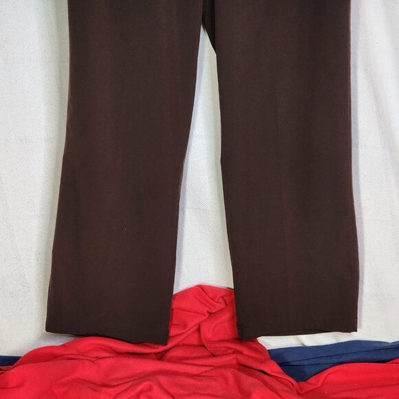Zenergy Brown Poly Span Button Elastic Waist Pocket Flat Front Pant Chico 2 US L - Picture 4 of 16